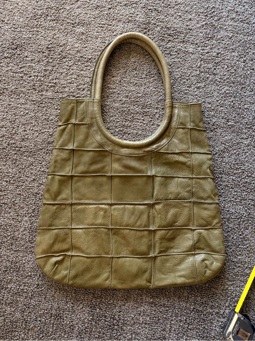 Anthropologie Olive Green Patchwork Leather Tote